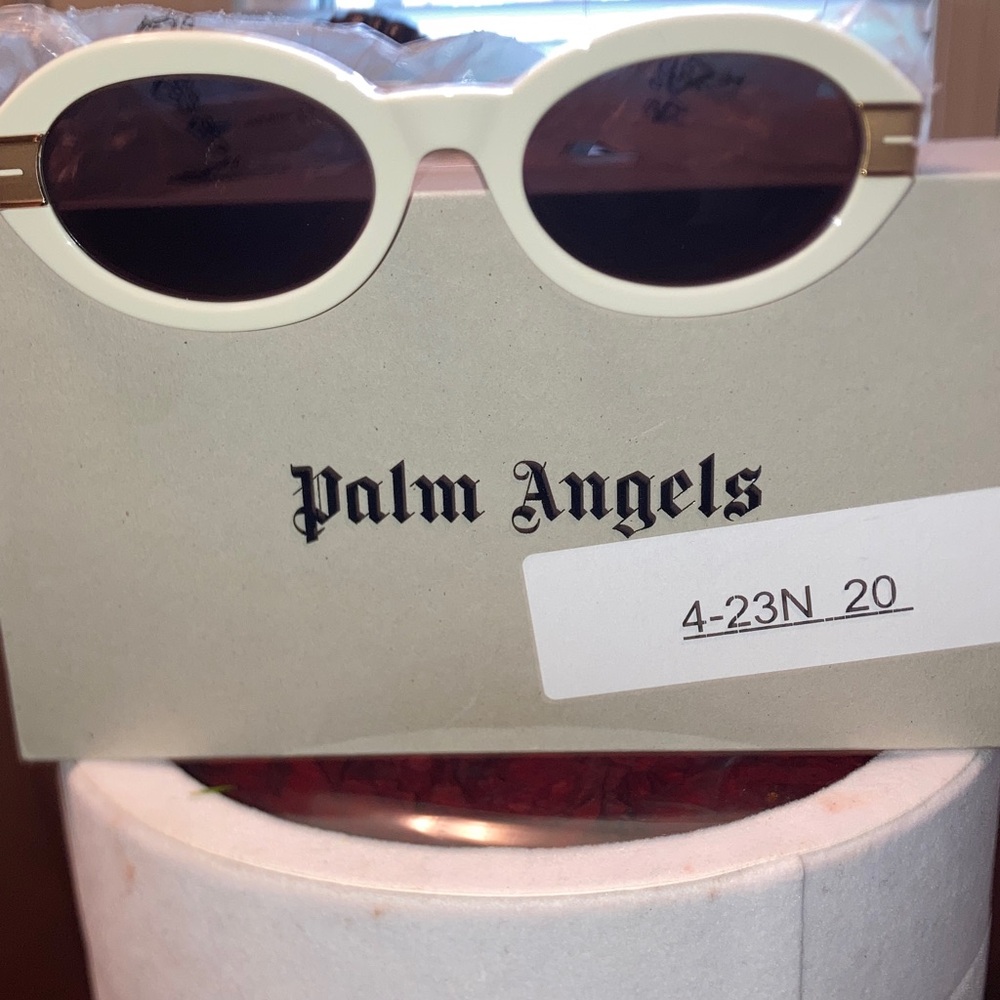 Palm Angels Cream Oval Sunglasses with Dark Lenses